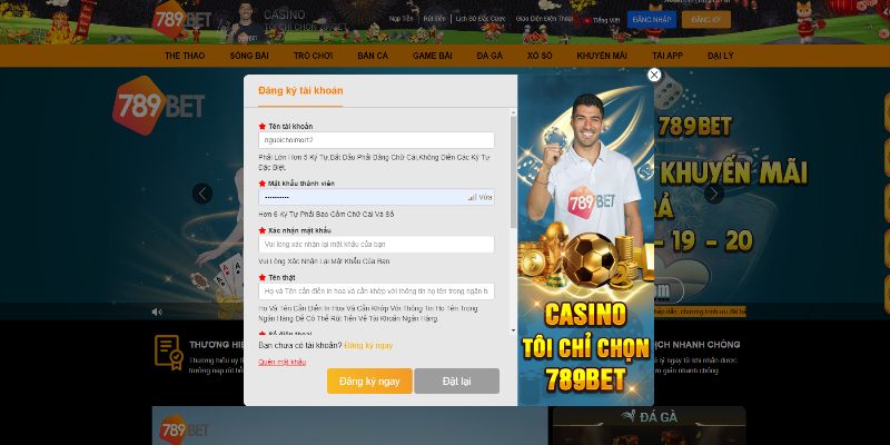 Việc đăng ký tại 789Bet cực kỳ đơn giản, chỉ mất vài phút thực hiện mà thôi Việc đăng ký tại 789Bet cực kỳ đơn giản, chỉ mất vài phút thực hiện mà thôi