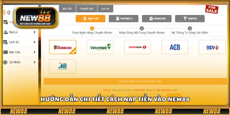 Cách thực hiện thao tác nạp tiền vào hệ thống